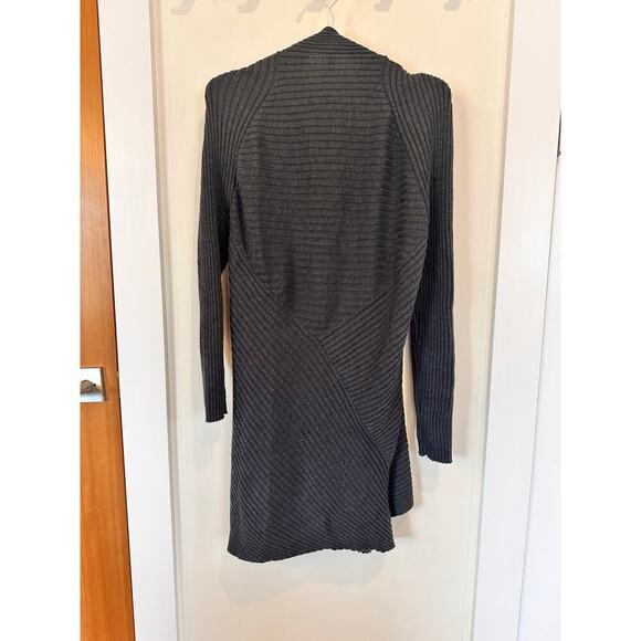 Eileen Fisher 100% Merino Wool Pleated Ribbed Cardigan Gray Size Small - Picture 4 of 5